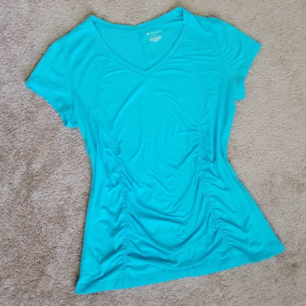 Tek Gear Ruched Short Sleeve Workout Athletic Top
